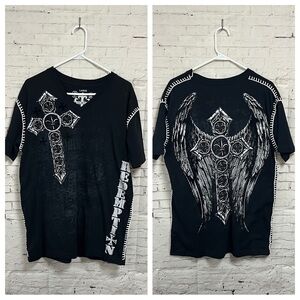 Raw State Size Large Y2K Men T-shirt Wings Cross Affliction Redemption Grunge V
